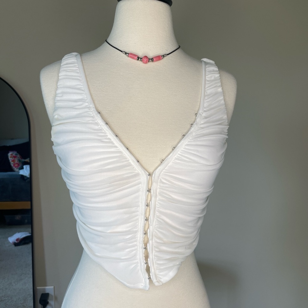 Y2K White Corset-Style Top Size Medium